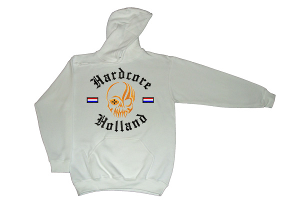 Hooded Hardcore Holland Skull(Wit)